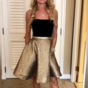 Jovani Metallic Gold A-Line Skirt